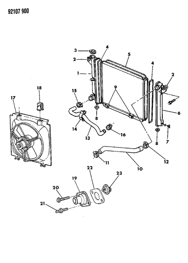 1992 Chrysler LeBaron Sedan Radiator & Related Parts Diagram 2