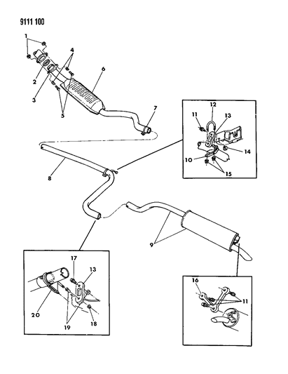 1989 Dodge Omni Exhaust System Diagram