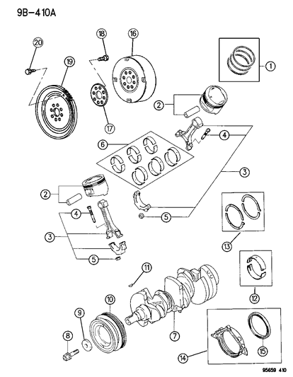 1995 Dodge Avenger Crankshaft , Piston & Torque Converter Diagram 2