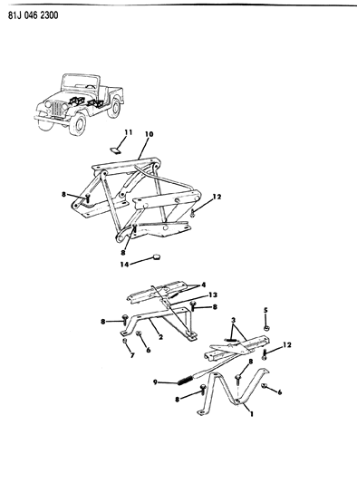 1985 Jeep Wrangler Tracks - Front Diagram