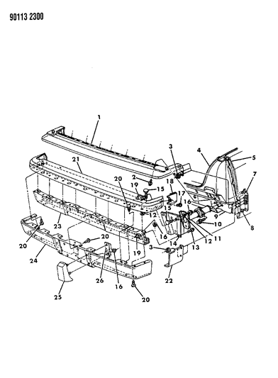 1990 Chrysler New Yorker Fascia, Bumper Rear Diagram 1