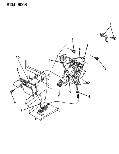 1988 Dodge Dynasty Lever - Parking Brake Diagram