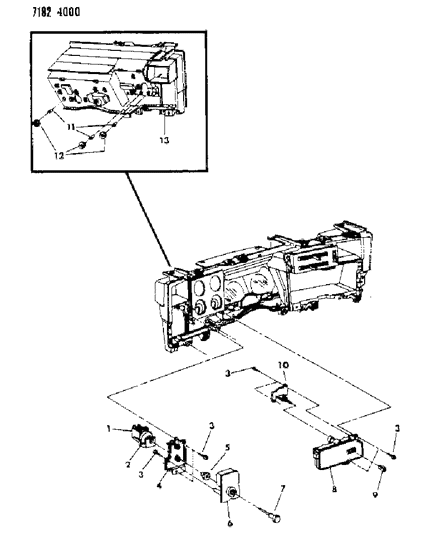 1987 Dodge Diplomat Instrument Panel Carrier & Switches Diagram