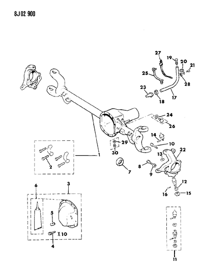 1988 Jeep Wrangler Housing - Front Axle Diagram 1