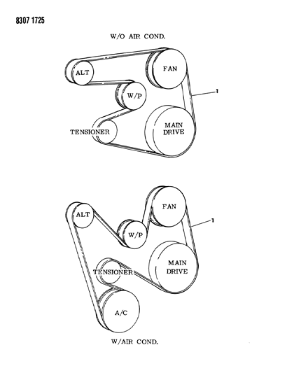 1989 Dodge W250 Drive Belts Diagram 3