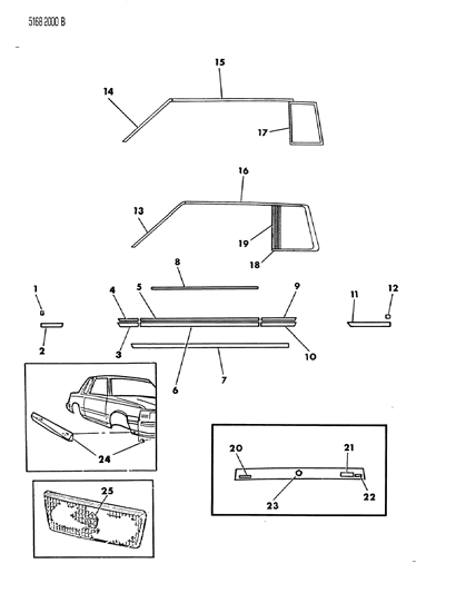 1985 Chrysler Town & Country Mouldings & Ornamentation - Exterior View Diagram 5