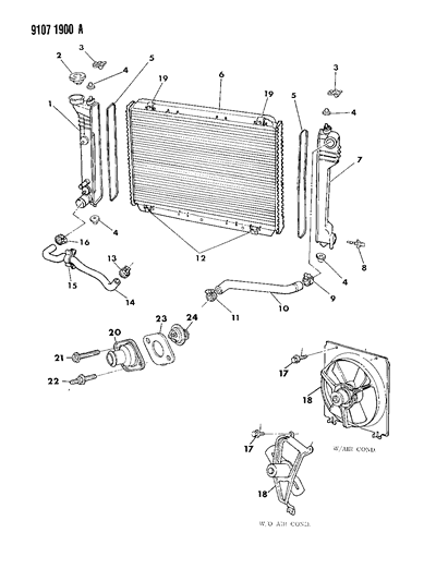 1989 Dodge Lancer Radiator & Related Parts Diagram