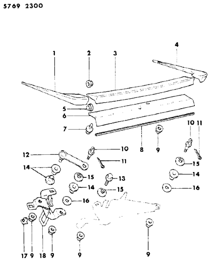 1986 Chrysler Conquest Spoiler, Liftgate Diagram