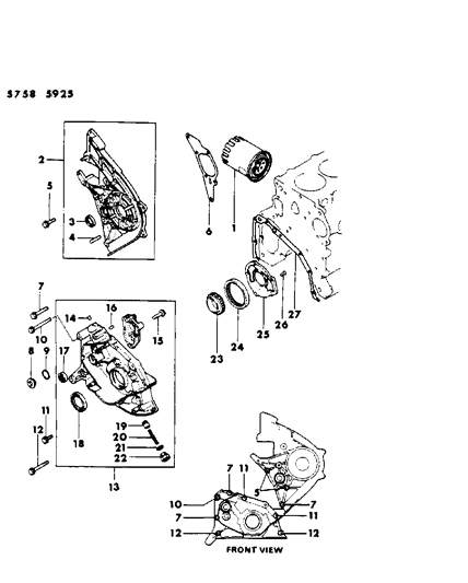1985 Dodge Colt Oil Pump & Oil Filter Diagram 4
