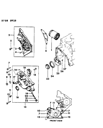 1985 Dodge Conquest Oil Pump & Oil Filter Diagram 4