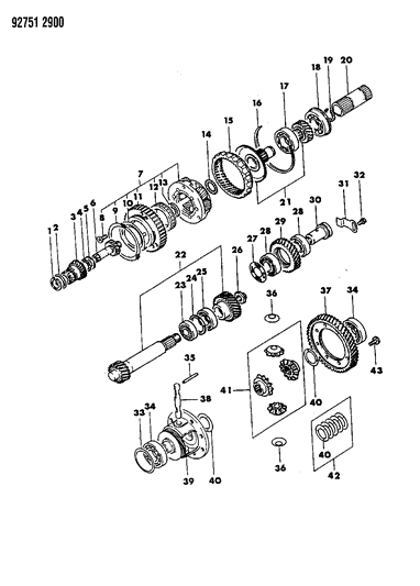 1992 Dodge Ram 50 Gear Automatic Transmission Differential Diagram for MD722129