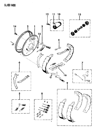 1987 Jeep J20 Brakes, Rear Drum Diagram 2