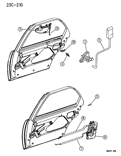 1994 Dodge Intrepid Door, Rear Exterior Handle & Links Diagram