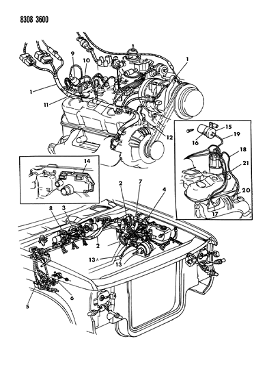 1988 Dodge Dakota Single Module Engine Control Diagram for R4379581
