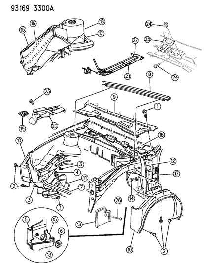 1993 Chrysler LeBaron Shield & Screen Diagram