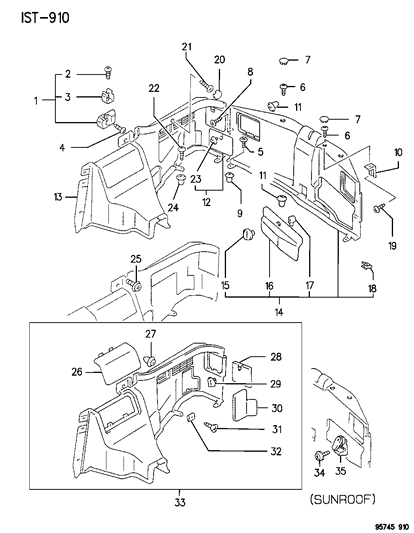 1995 Dodge Stealth Storage Compartment Rear Diagram