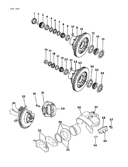 1985 Dodge W350 Brakes, Front Disc Diagram 2