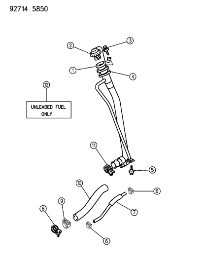 1992 Dodge Colt Fuel Tank Filler Tube Diagram 5