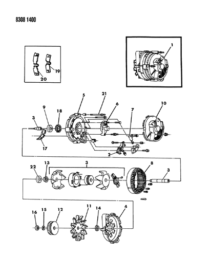 1988 Dodge W150 50/120 Amp Diagram for R5233199