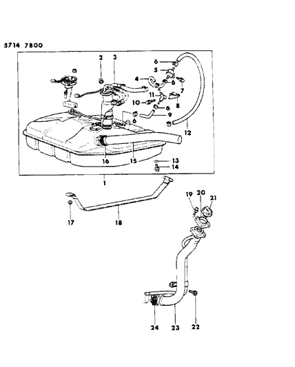 1986 Dodge Colt Fuel Tank & Fuel Pump Diagram