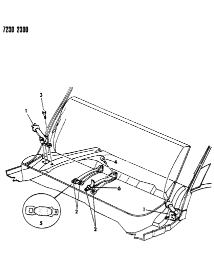 1987 Dodge Omni Belt - Rear Seat Lap Diagram