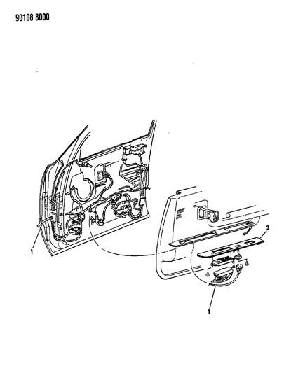 1990 Dodge Dynasty Wiring & Switches - Front Door Diagram