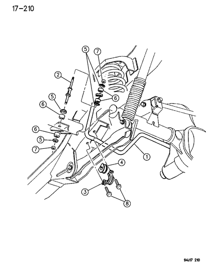 1996 Jeep Grand Cherokee Stabilizer - Rear Diagram