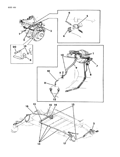 1985 Dodge Ram Wagon Lines & Hoses, Brake Diagram