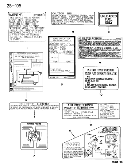 1995 Dodge Avenger Body Labels Diagram