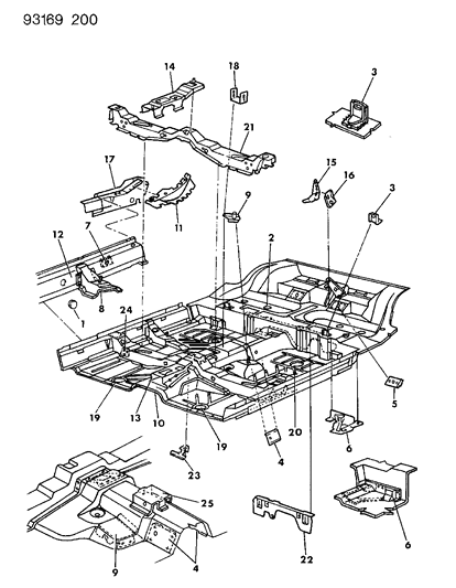 1993 Dodge Shadow Floor Pan Front Diagram