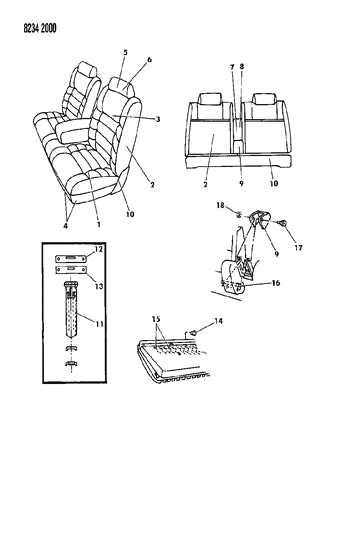 1988 Chrysler Town & Country Front Seat Diagram 4