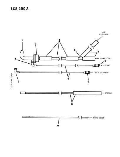 1986 Dodge 600 Vapor Canister Hose Harness Diagram 2