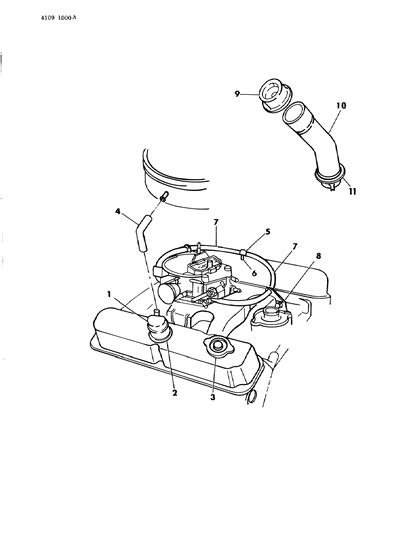 1984 Chrysler Fifth Avenue Crankcase Vent, Cap, Hose, Valve Diagram