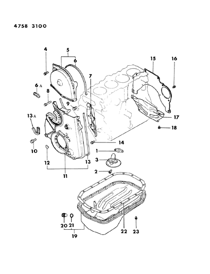 1984 Dodge Ram 50 Gasket-T/BELT Cover Lower Diagram for MD041002