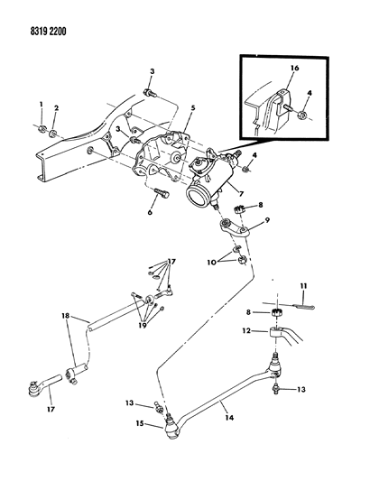 1988 Dodge D150 Gear & Linkage, Steering Diagram 2