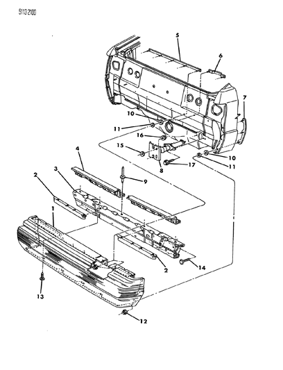 1985 Dodge Daytona Fascia, Bumper Rear Diagram