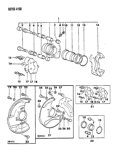 1990 Dodge Ram 50 Front Brakes Diagram