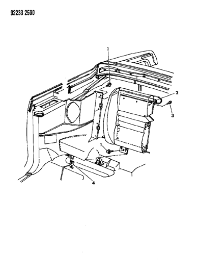 1992 Chrysler LeBaron GTC Seat - Rear Attachments & Slingwell Retainer Diagram