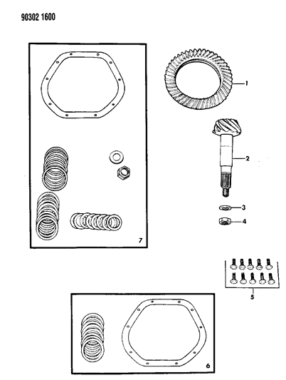 1992 Dodge D150 Gear & Pinion Kit - Front Axles Diagram