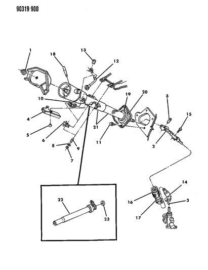 1990 Dodge Dakota Column, Steering, Lower And Attaching Parts Diagram