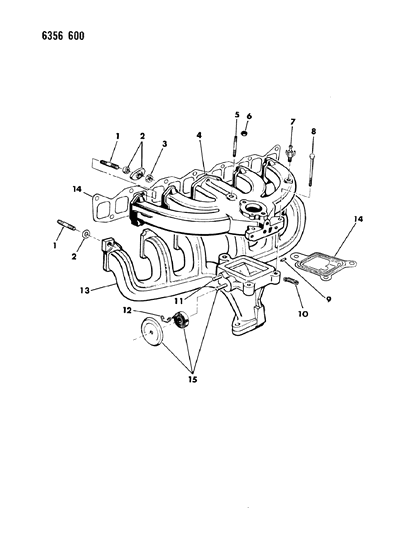 1987 Dodge D150 Manifolds - Intake & Exhaust Diagram 1