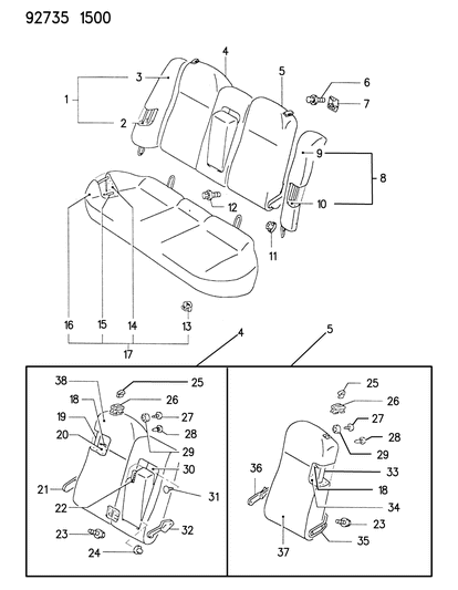 1994 Dodge Colt Cable-Rear Seat Diagram for MB342535