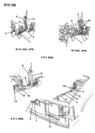 1992 Dodge Caravan Plumbing - Heater Diagram 2