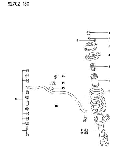 1994 Dodge Colt Suspension - Front Diagram