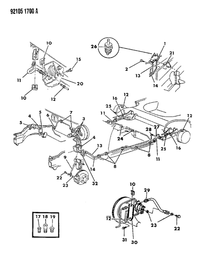 1992 Chrysler LeBaron GTC Lines & Hoses, Brake Diagram 2