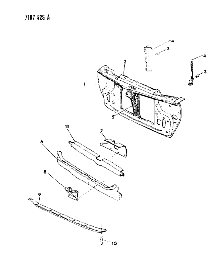 1987 Dodge Daytona Grille & Related Parts Diagram