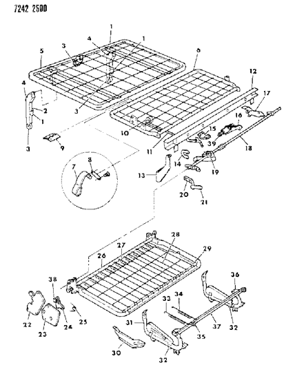 1987 Dodge Grand Caravan Convertabed Frames & Actuating System Diagram