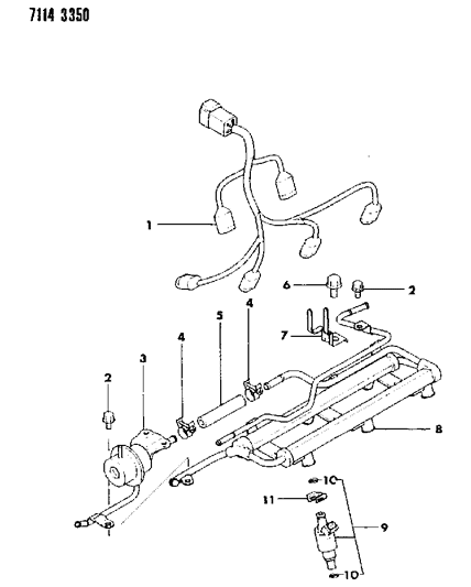 1987 Dodge Omni Fuel Rail & Related Parts Diagram 1