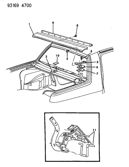 1993 Dodge Spirit Deck Lid Upper Panel Diagram