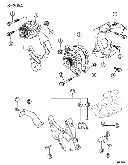 1996 Dodge Caravan Alternator & Pulley Diagram